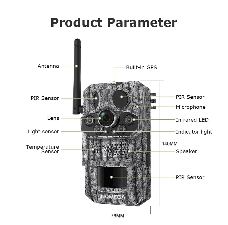 INQMEGA4G Solar Trail Camera 2K Night Vision 5MP PIR Motion Activated - stepyours.com