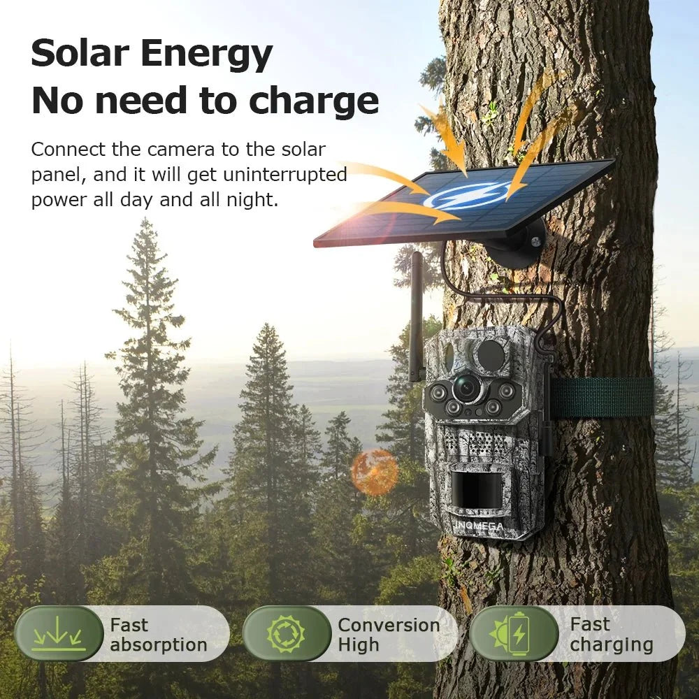INQMEGA4G Solar Trail Camera 2K Night Vision 5MP PIR Motion Activated - stepyours.com