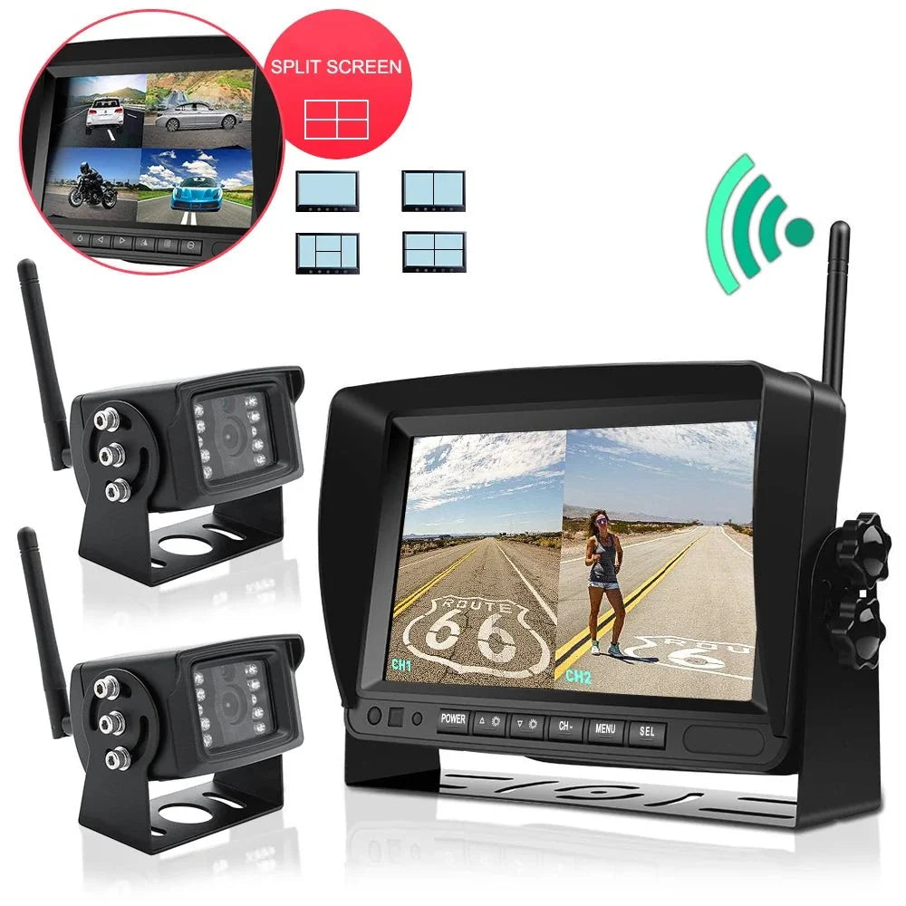 GreenYi 7 Inch 1280x720 AHD Wireless Truck DVR Monitor With Night Vision Camera - stepyours.com