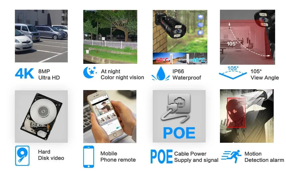 4K 8MP Outdoor Security IP Turret Camera PoE Onvif With Human Detection - stepyours.com