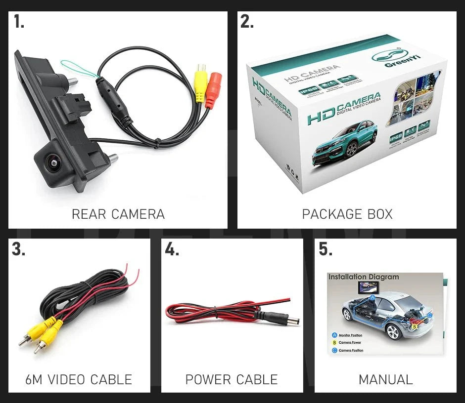 GreenYi 170 Degree 1080P AHD Vehicle Rear View Camera For VW Golf Passat Jetta - stepyours.com