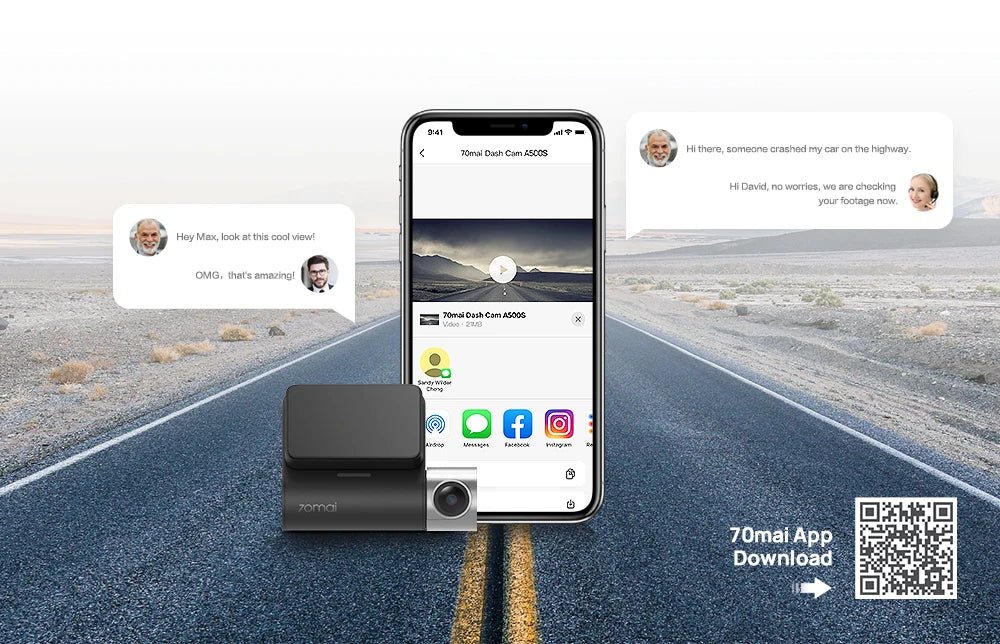 70mai Dash Cam Pro Plus A500S 1944P ADAS GPS 140FOV Front and Rear Cam - stepyours.com