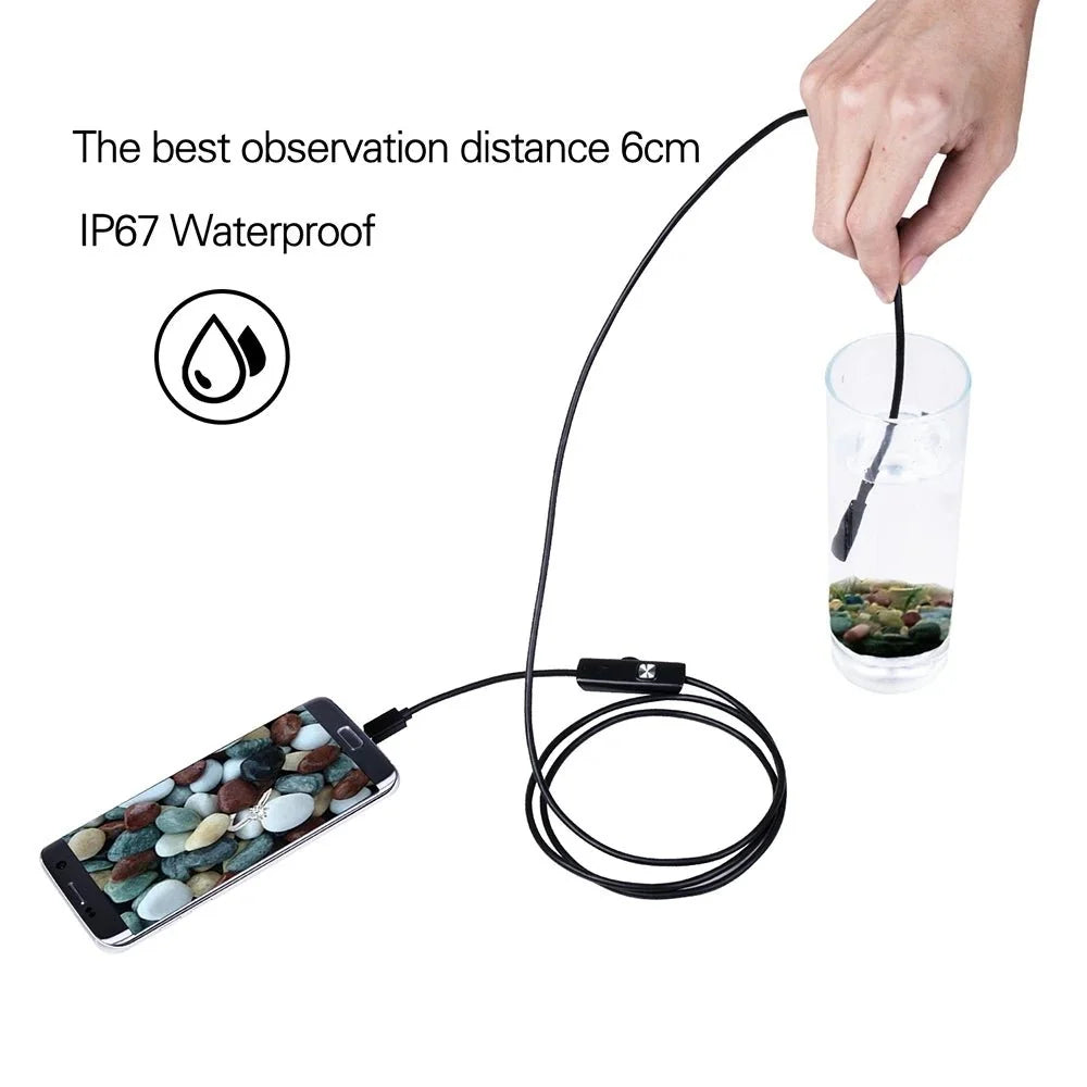 7.0 To 5.5 mm IP67 Waterproof Endoscope Camera - Android Borescope With 6 LEDs - stepyours.com