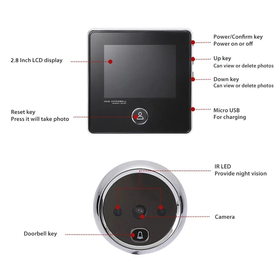 KAK 2.8 Inch LCD Door Viewer With IR Night Vision Pro - stepyours.com