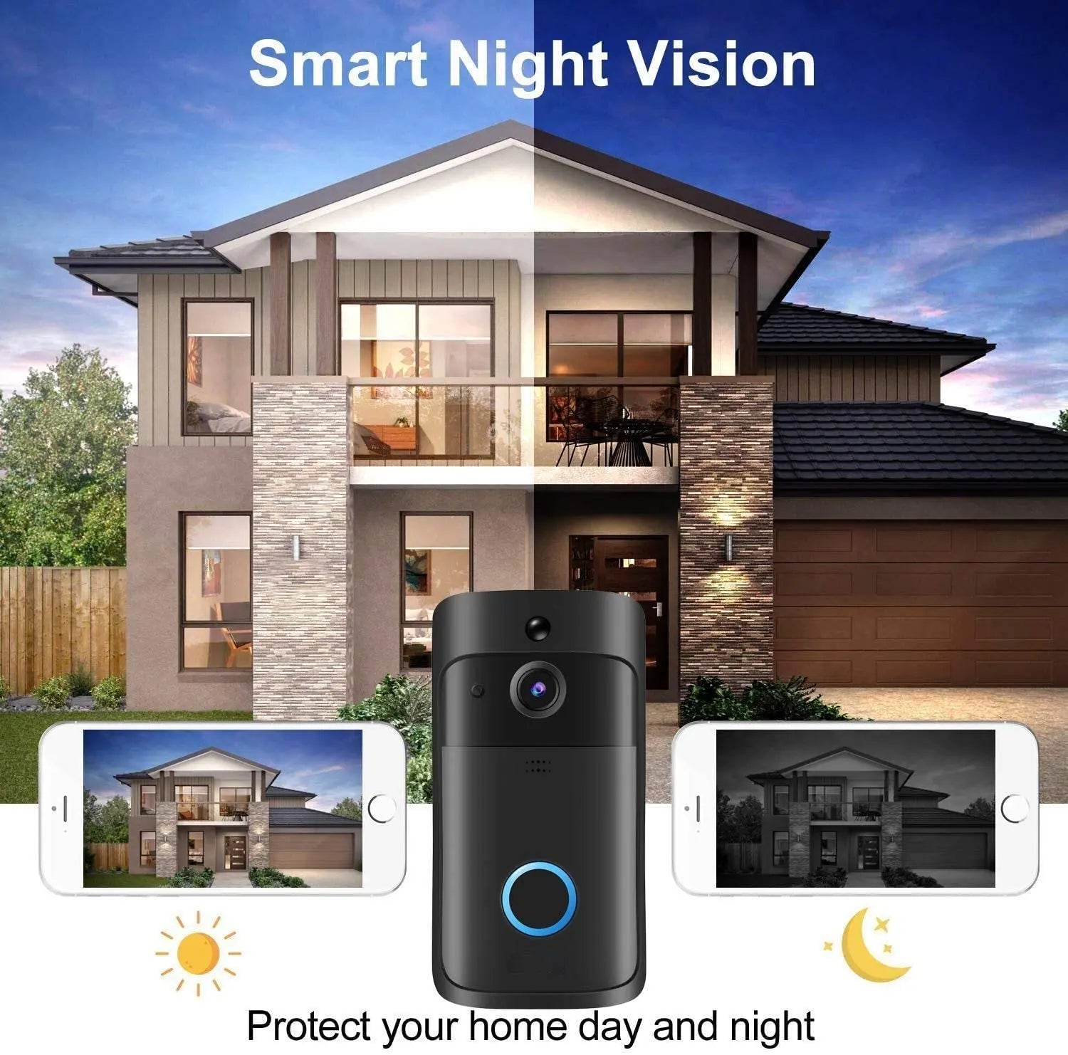 HD Video Doorbell WiFi Night Vision With Motion Alerts - stepyours.com