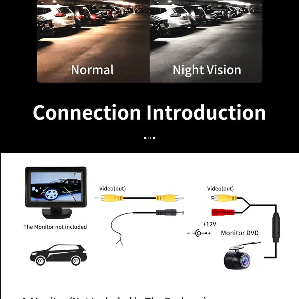 Hippcron Car Rear View Camera 4 LED Night Vision 170 Degree Waterproof CCD - stepyours.com