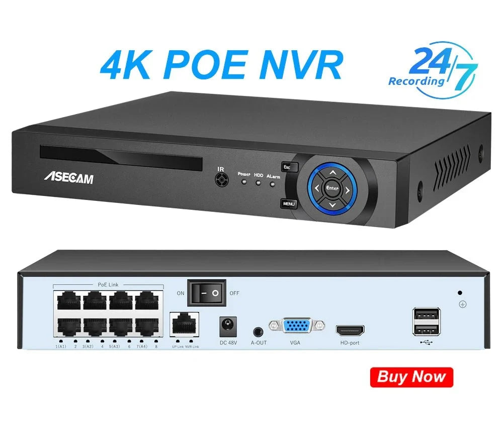 4K 8MP Outdoor IP Camera PoE H265 Onvif AI Color Night Vision 2.8mm - stepyours.com
