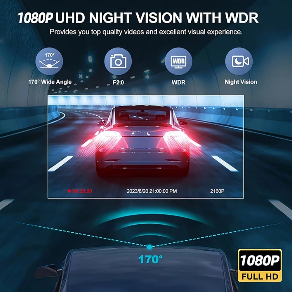 Triple Lens WiFi Dashcam Two Three Channel 1080P Night Vision Front And Rear - stepyours.com