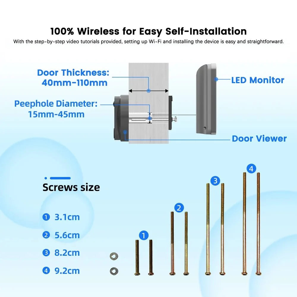 Smart Life WiFi Doorbell 1080P Peephole Camera 5000mAh - stepyours.com