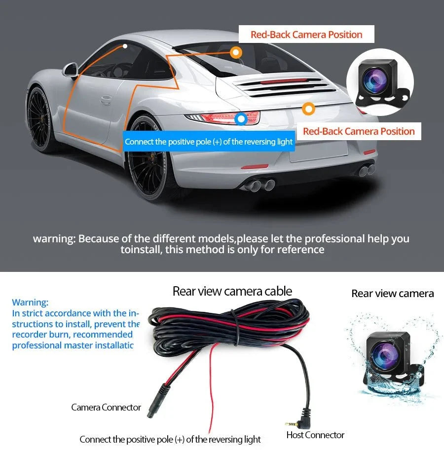 10 Inch 1080P Night Vision Car Dash Cam With Touch Screen And Rear View Mirror - stepyours.com