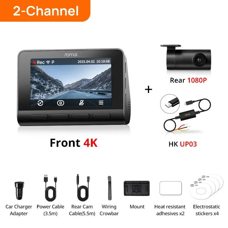 70mai Ultra HD 4K Dash Cam A810 A810S With Built In GPS ADAS 150 Degree FOV - stepyours.com