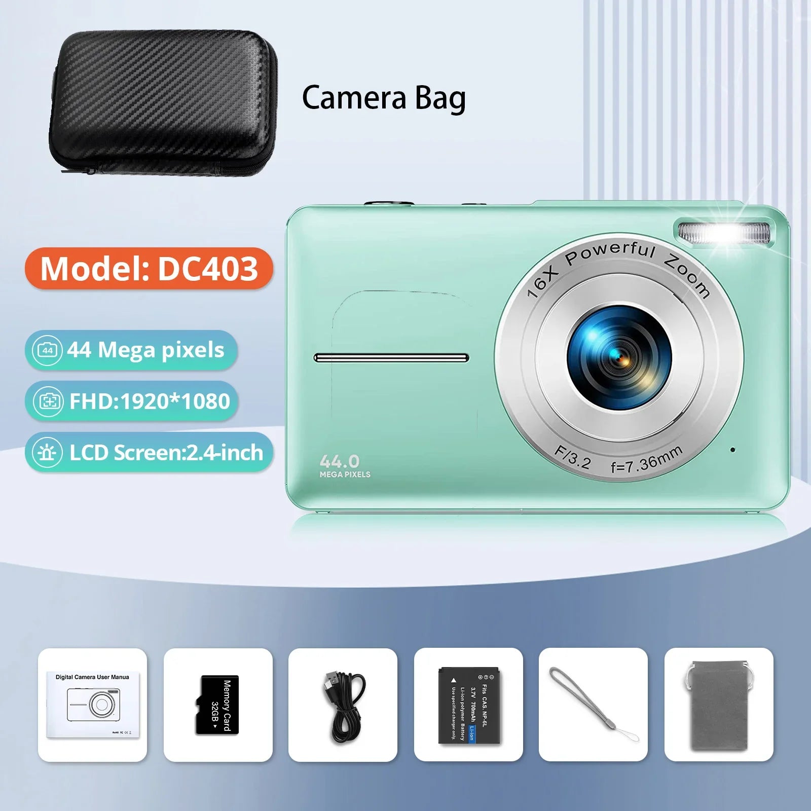 HD 1080P Kids Beginner Camera LCD 16X Zoom Compact Rechargeable - stepyours.com