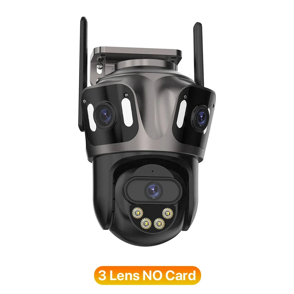 Three Screen WiFi IP Camera - 4K Dual Lens PTZ With AI Detection IP66 Waterproof by stepyours.com
