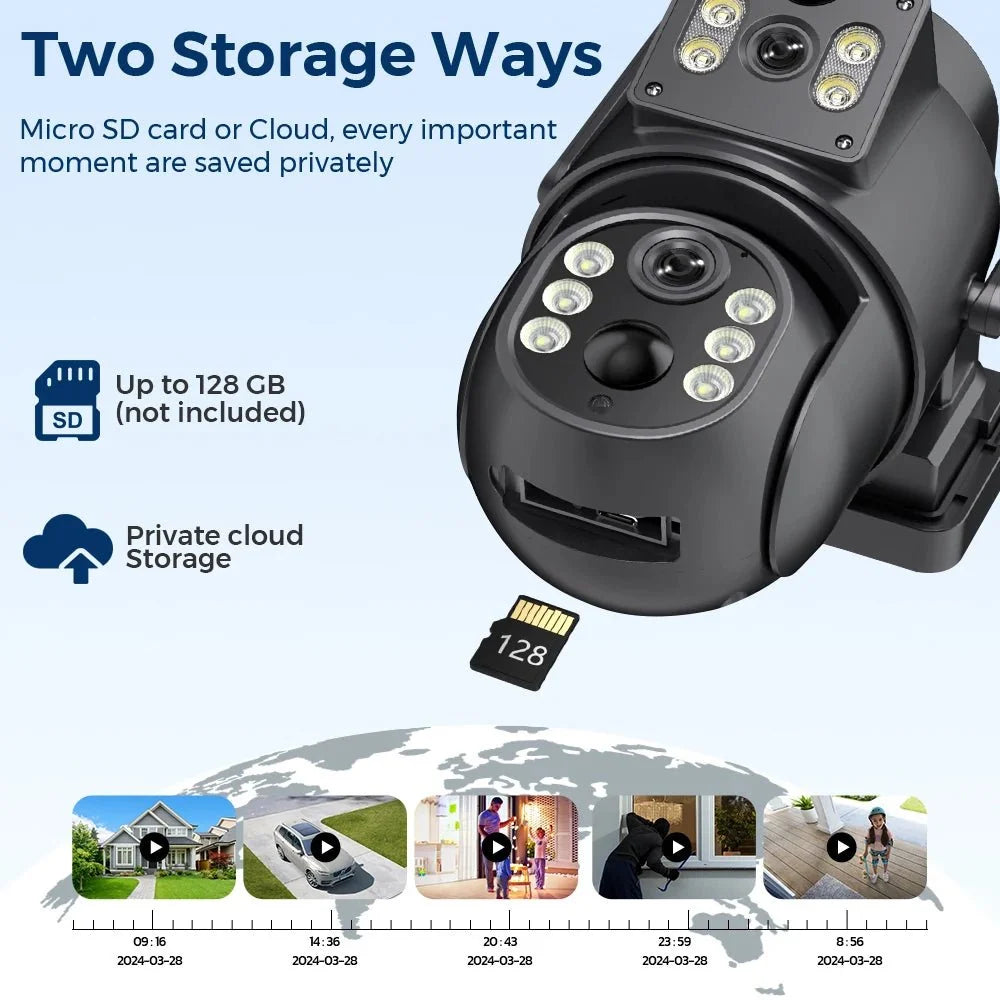 8MP 4K Solar WiFi Outdoor Camera Built In Battery Dual Lens 2K Surveillance - stepyours.com