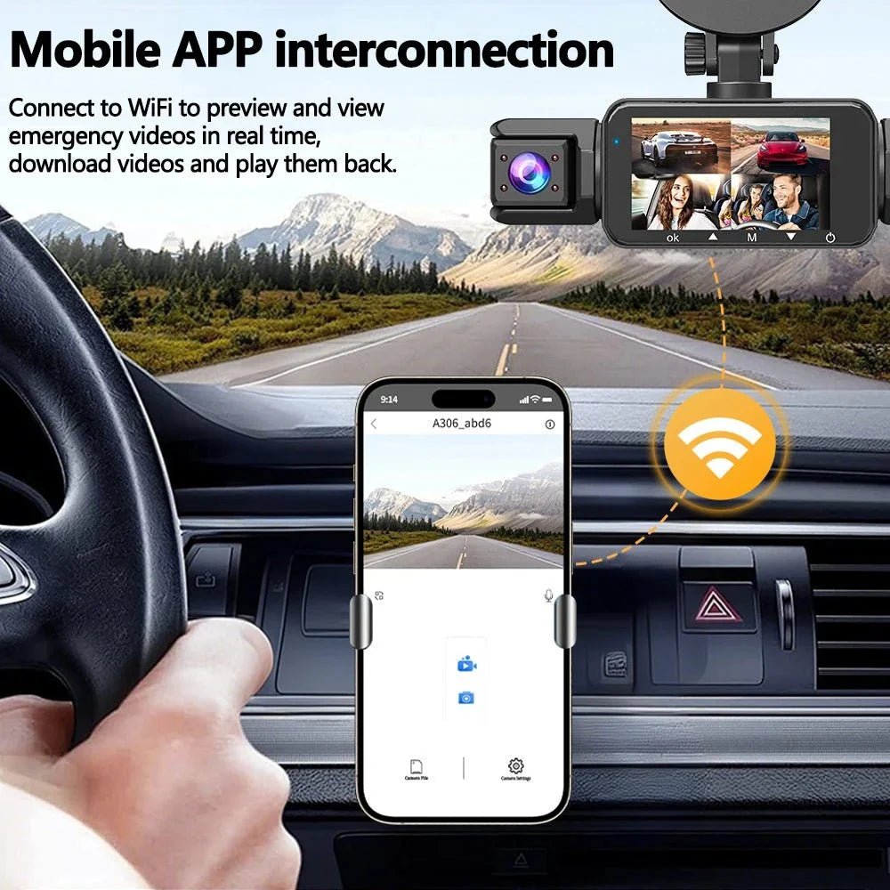 4 Channel WiFi Dash Cam DVR For Cars Front And Rear Interior 360 Parking 24h - stepyours.com