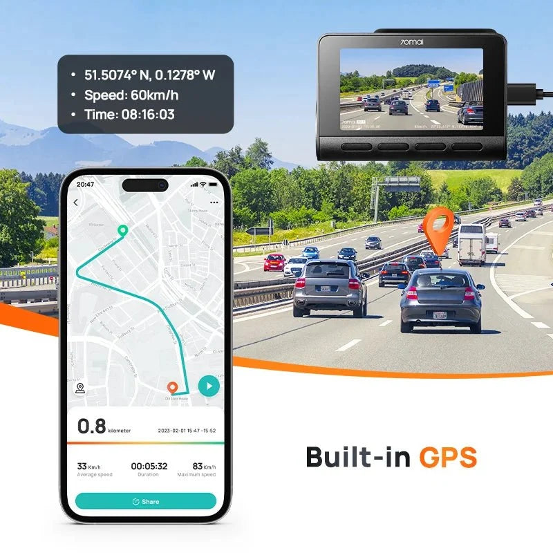 70mai A810 4K Dash Cam HDR GPS ADAS With 4G Parking DVR - stepyours.com