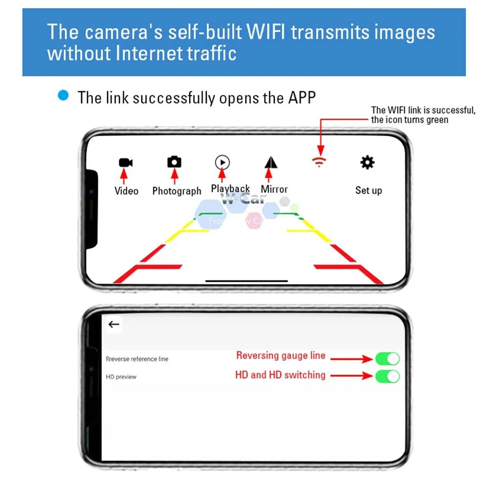 Car Rear View Camera WiFi 170 Degree Wireless Waterproof Backup Camera 12V 24V - stepyours.com