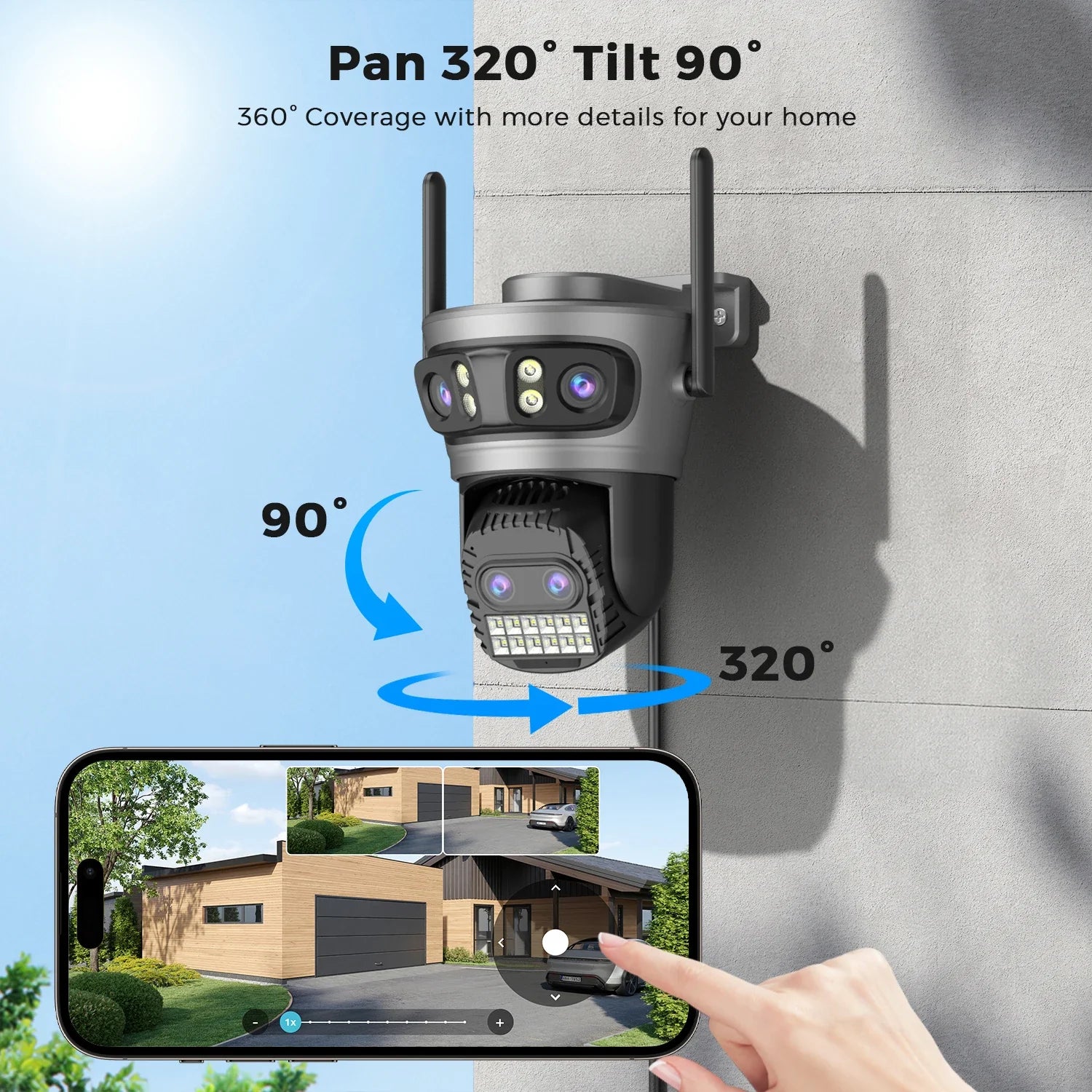 20MP Outdoors WiFi PTZ Security Camera - AI Human Detection and 10X Zoom Hooks by stepyours.com