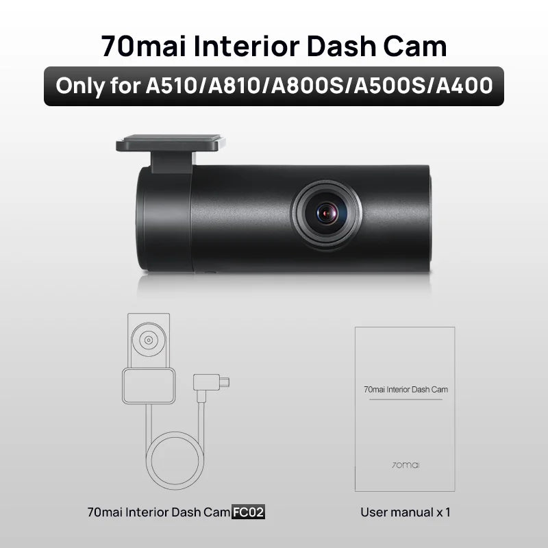 70Mai RC12 Rear Cam Dual Channel Interior Dash Cam With Parking Recording A810 - stepyours.com