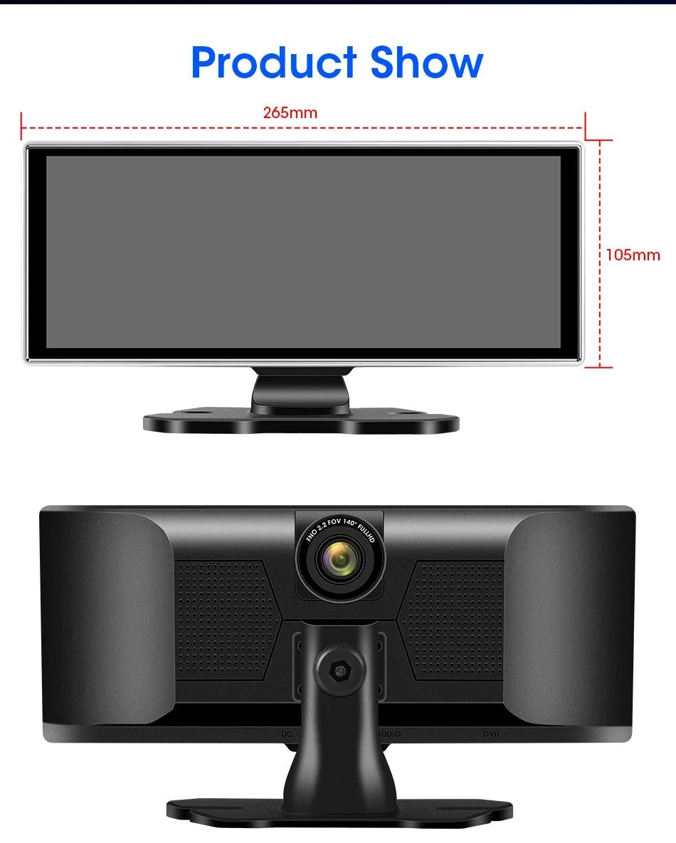 11.26 Inch 4K Dual Lens Dash Cam With Wireless CarPlay Android Auto GPS WiFi - stepyours.com