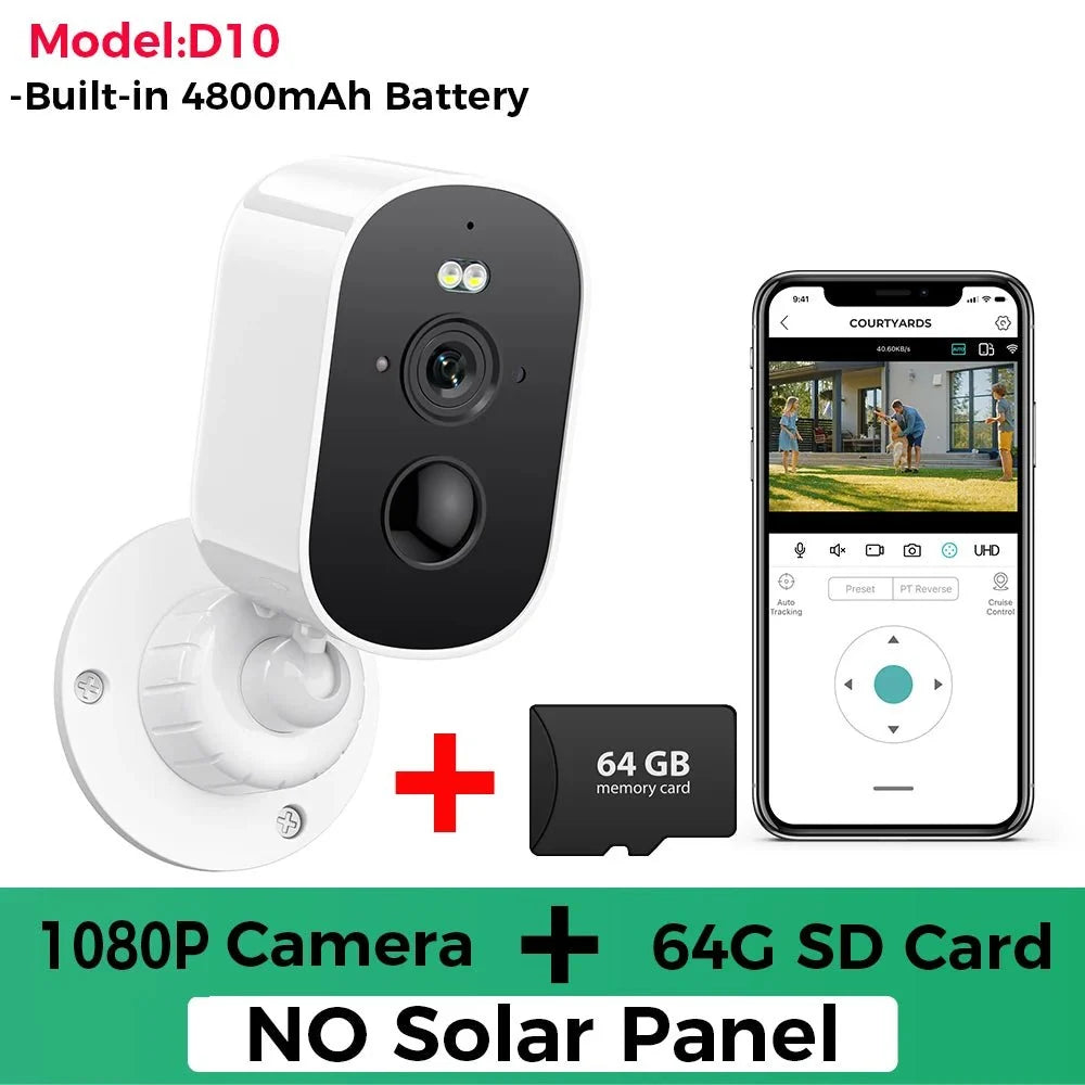 1080P Solar Outdoor WiFi Camera - PIR Motion Alarm and Cloud Storage.add Hooks - stepyours.com