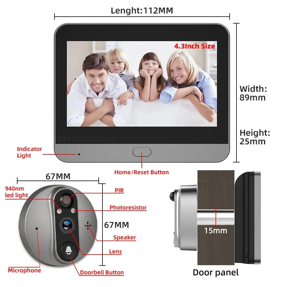 3MP WiFi Cat Eye Doorbell 5000mAh Battery Alexa LiveView - stepyours.com