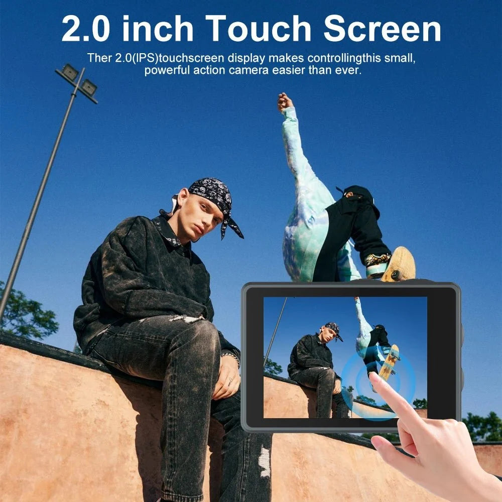 Ourlife MTR40 5K Action Camera IPS Touch Screen 170 Degree Waterproof 30M WiFi - stepyours.com