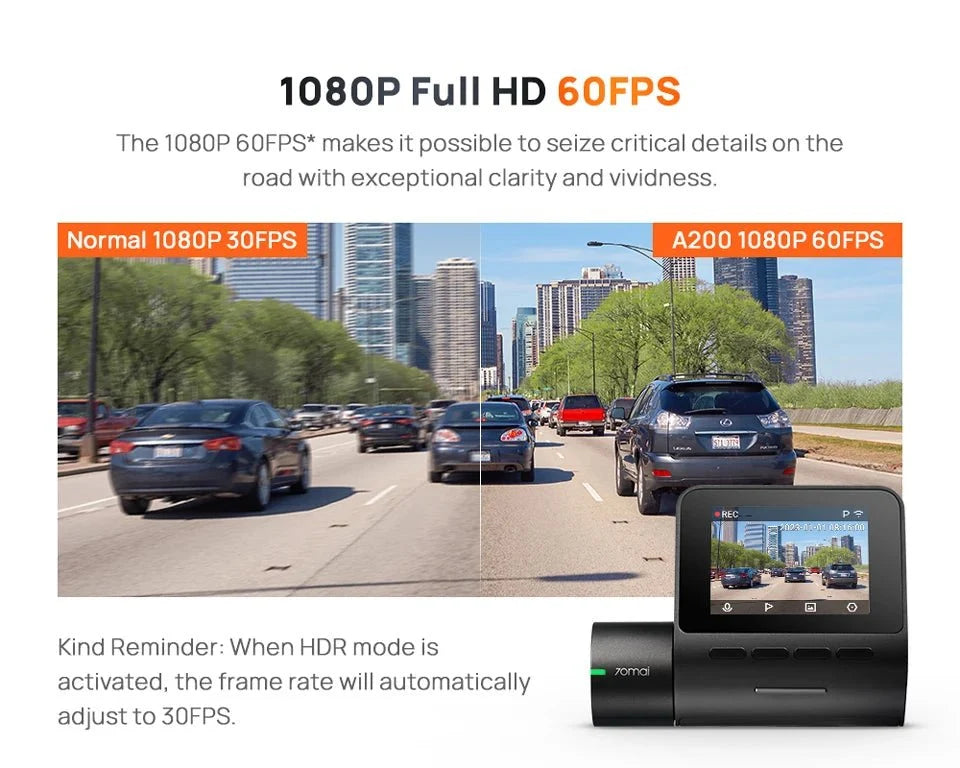70mai A200 Dash Cam 2 Inch LCD Dual Channel 1080P Car DVR 24H Parking - stepyours.com