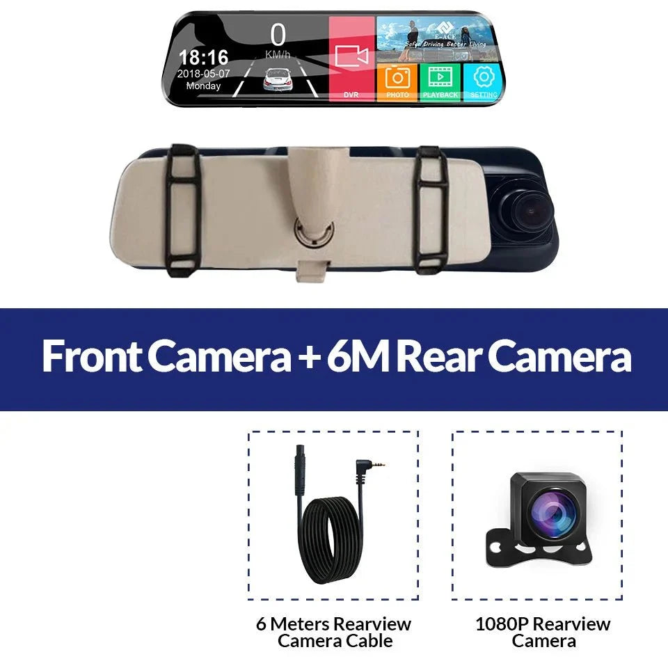 Acceo 10 Inch Car DVR Rearview Mirror Dual 1080P Touch Screen Night Vision - stepyours.com