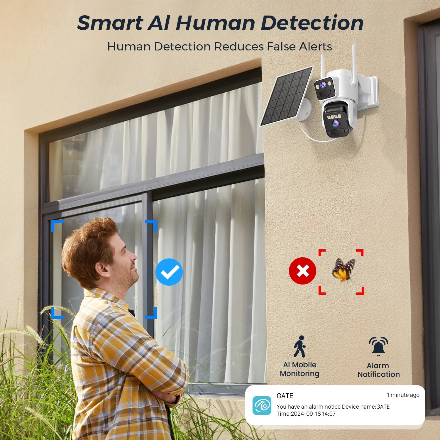 8MP Dual Lens Solar WiFi Security Camera - Color Night Vision, PIR Motion - stepyours.com