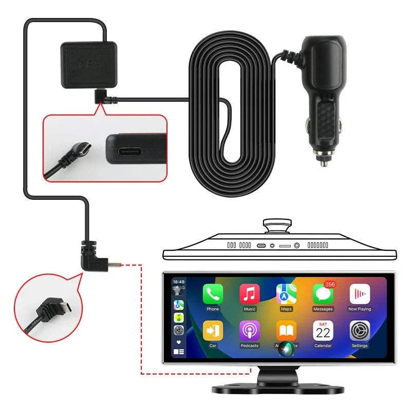 11.26 Inch 4K Dual Lens Dash Cam With Wireless CarPlay Android Auto GPS WiFi - stepyours.com