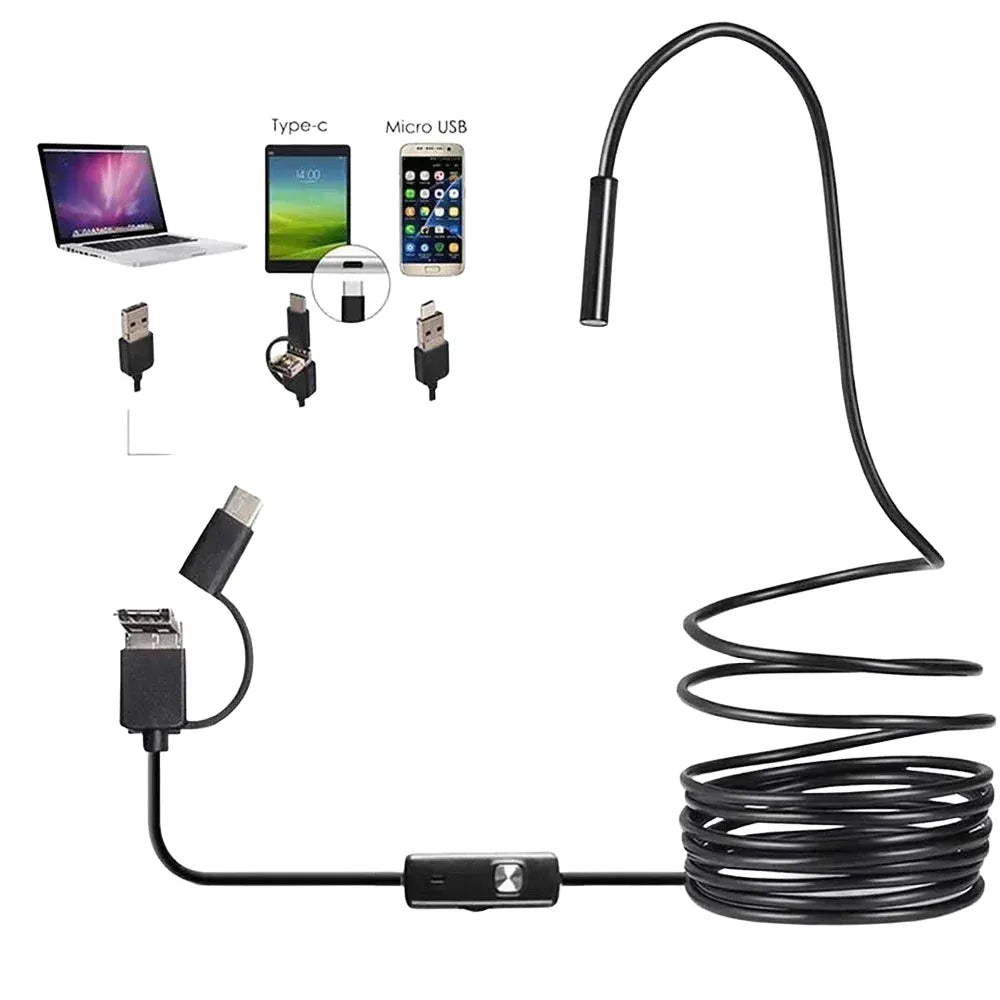 Practical 7mm Android Endoscope 3 In 1 USB Type C Borescope Waterproof Hooks - stepyours.com