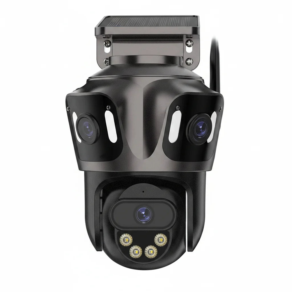 Three Screen WiFi IP Camera - 4K Dual Lens PTZ With AI Detection IP66 Waterproof by stepyours.com