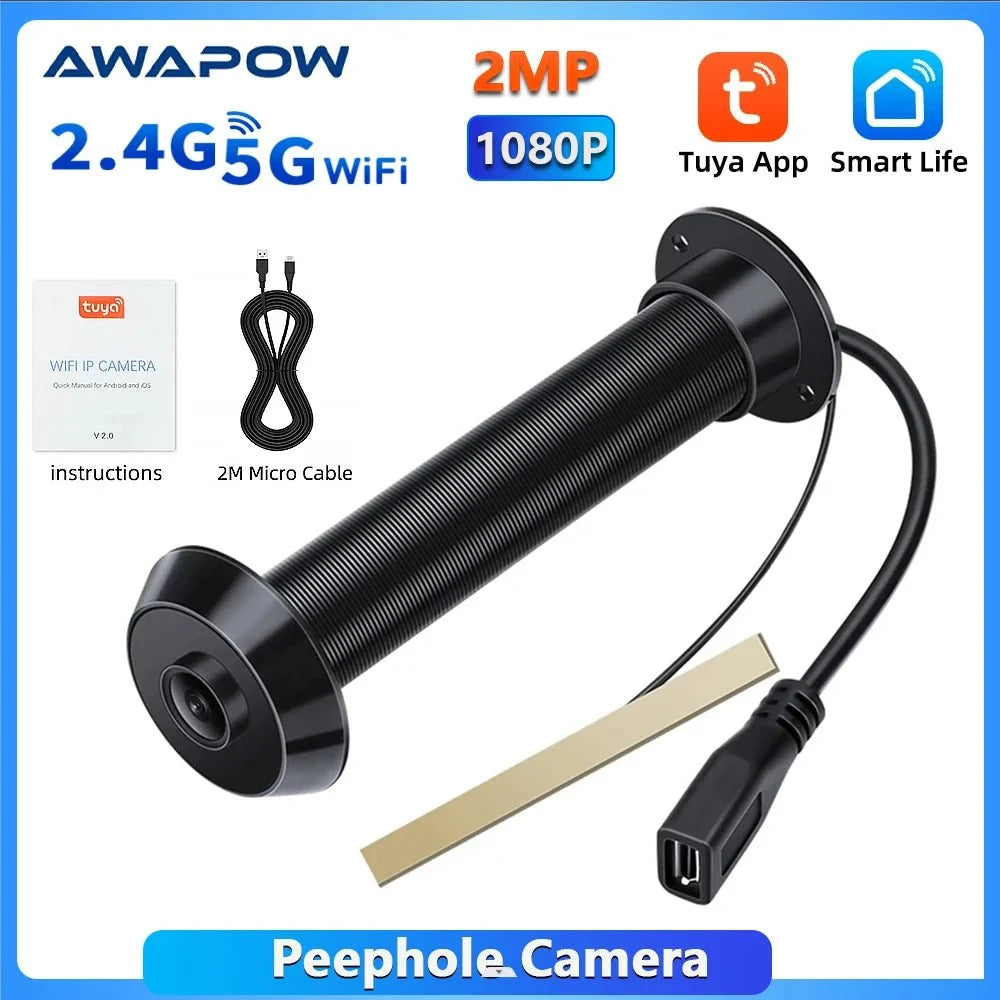 Awapow Tuya Smart WiFi Doorbell Peephole 1080P Night Vision - stepyours.com