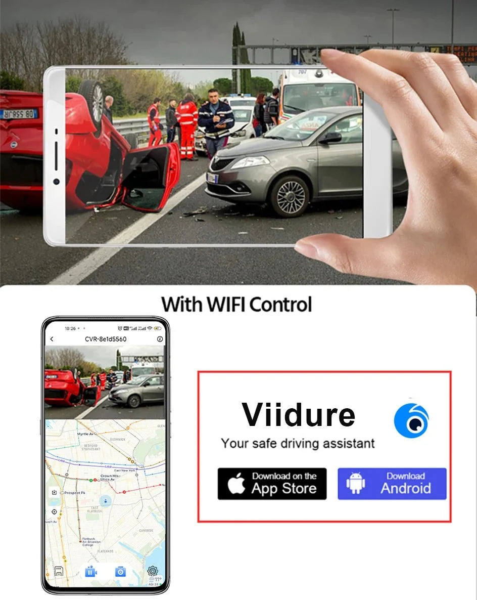 ACCEO 4K WiFi Dash Cam With 12 Inch Rear View Mirror Car DVR - stepyours.com