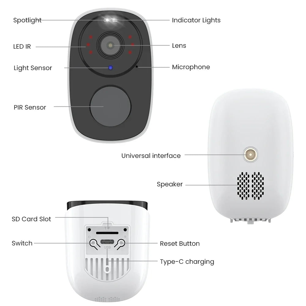 H View PIR Battery Powered Wireless Outdoor Security Camera 2K 3MP WiFi Siren - stepyours.com
