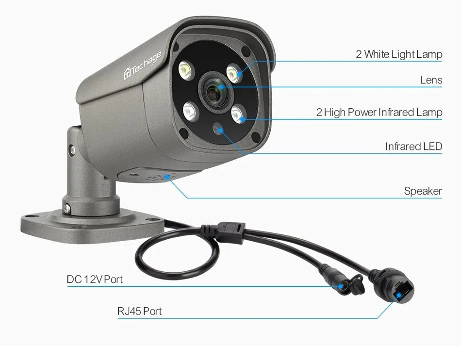 Techage AI PoE 4K Outdoor Security Camera With Two Way Audio For NVR - stepyours.com