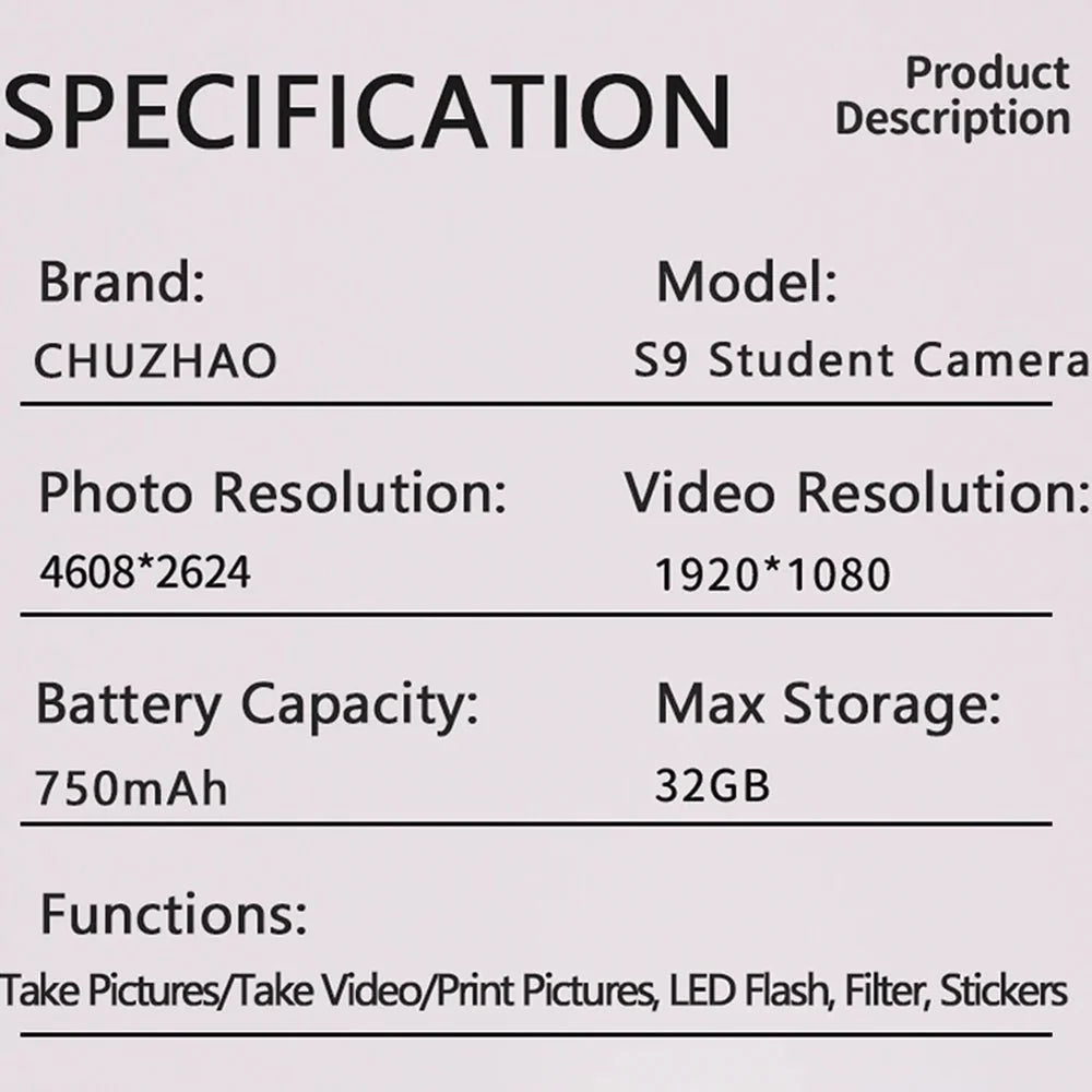Joytrip Kids Color Instant Print Camera No Ink Thermal Paper HD Video Gift - stepyours.com