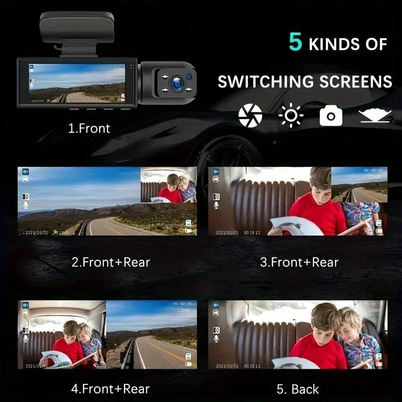 1080P WiFi Dual Dash Cam Front Inside Car with IR Night Vision Loop Recording - stepyours.com