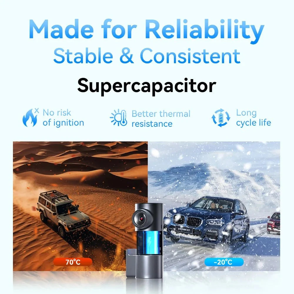 Pictrey M2 2K Dash Cam 330 Degree Rotatable Car DVR Night Vision Voice Control - stepyours.com