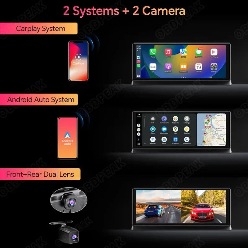 K2 Pro Dash Cam 11.3 Inch 4K 2160P GPS Wireless CarPlay Dual Lens - stepyours.com