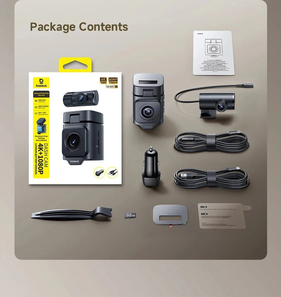 Baseus VD1 Pro 4K Dash Cam With Sony Sensor ADAS GPS WiFi6 STARVIS Night Vision - stepyours.com
