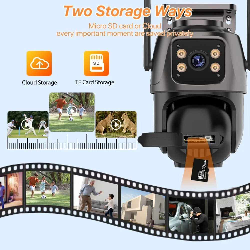 WONSDAR Dual Lens PTZ WiFi Camera Outdoor AI Security iCSee.add Hooks - stepyours.com