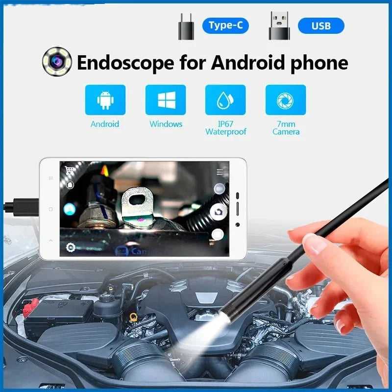 USB Type - C Flexible Endoscope Camera - 7mm Lens With 6 LEDs For Android OTG - stepyours.com