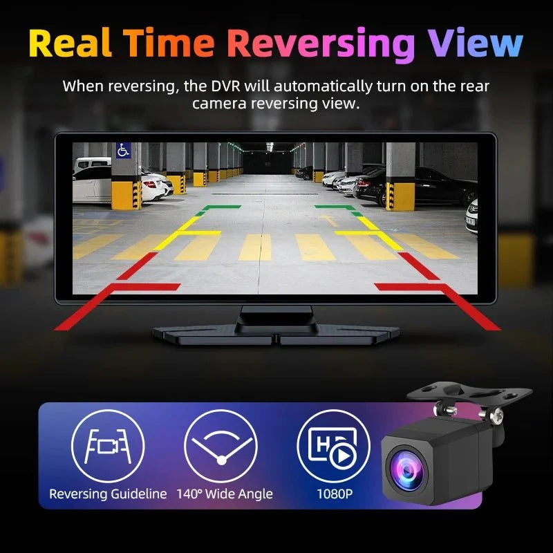 4K Dash Cam CarPlay Android Auto 350 Degree Rotating Lens GPS Bluetooth 7 Inch - stepyours.com