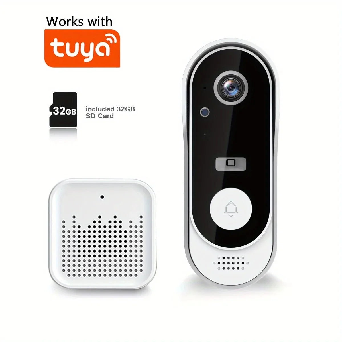 XBIBI Tuya WiFi Video Doorbell 1080P Two Way Audio Alerts - stepyours.com