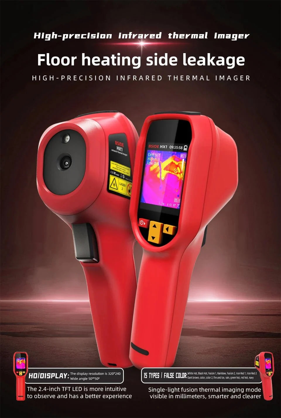 BSIDE HX1 Handheld Thermal Imaging Camera - 240x240 IR for PCB and Automotive - stepyours.com