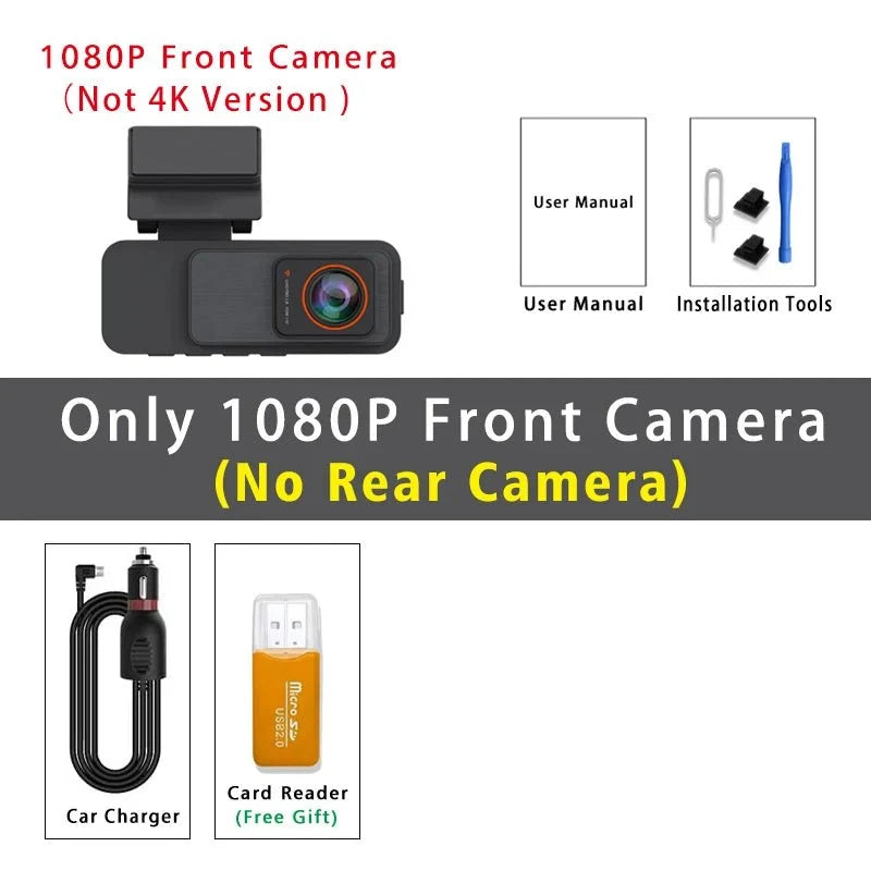 4K Dash Cam Dual Lens With GPS WiFi Night Vision Never Miss A Moment - stepyours.com