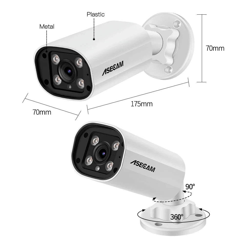 ASECAM 8MP POE IP Camera - 4K Outdoor Surveillance With Human Detection - stepyours.com