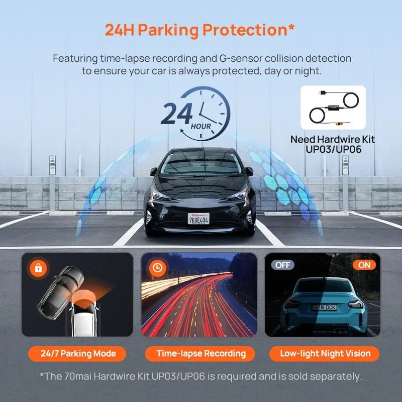 70mai Dash Cam A410 Front 1440P Rear 1080P Car DVR 256GB 24H Parking - stepyours.com